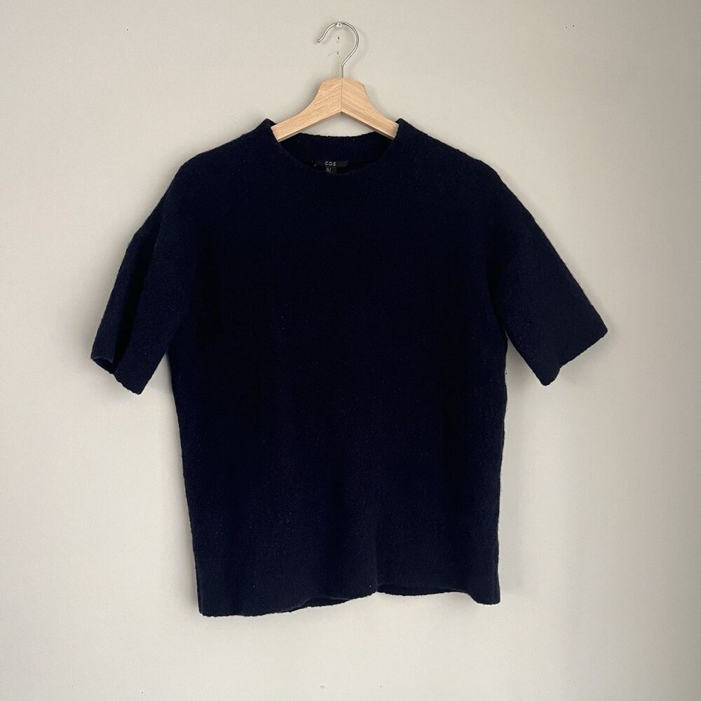 COS Wool Navy Blue Sweater Short Sleeve Size Small